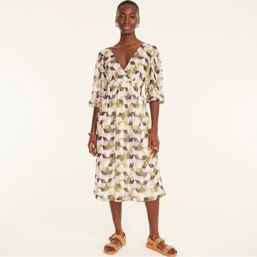 J Crew Lurex® metallic threads chiffon midi dress - Picture 9 of 10